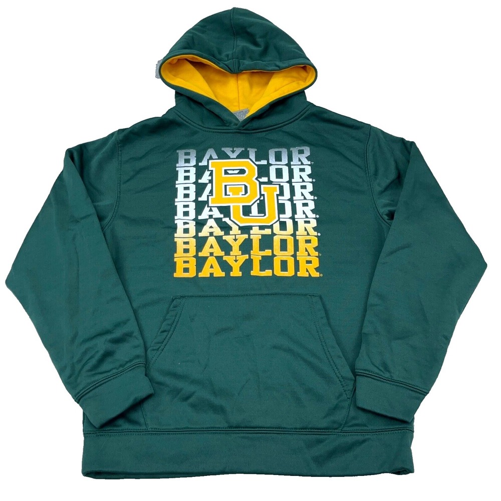 Baylor Bears Hoodie‎ Boys Large Green Sweatshirt Sweater Performance Youth Kids
